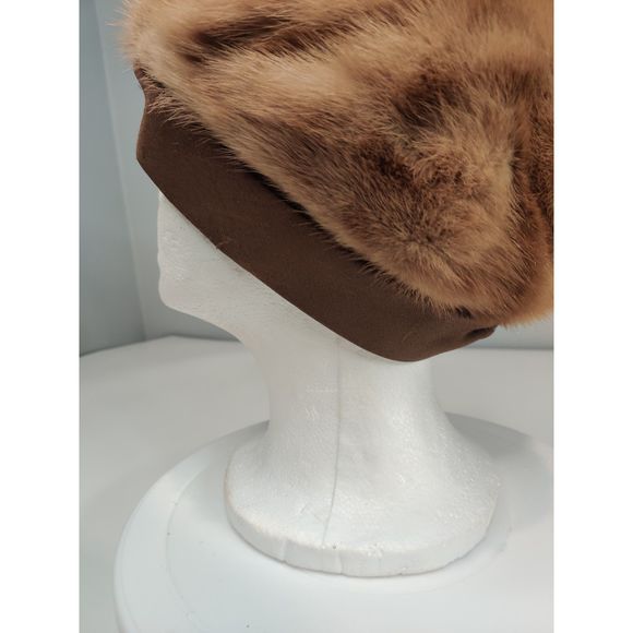 Vintage Mink Beret With Unique Cross Brim Hat from Canada Almost 21\